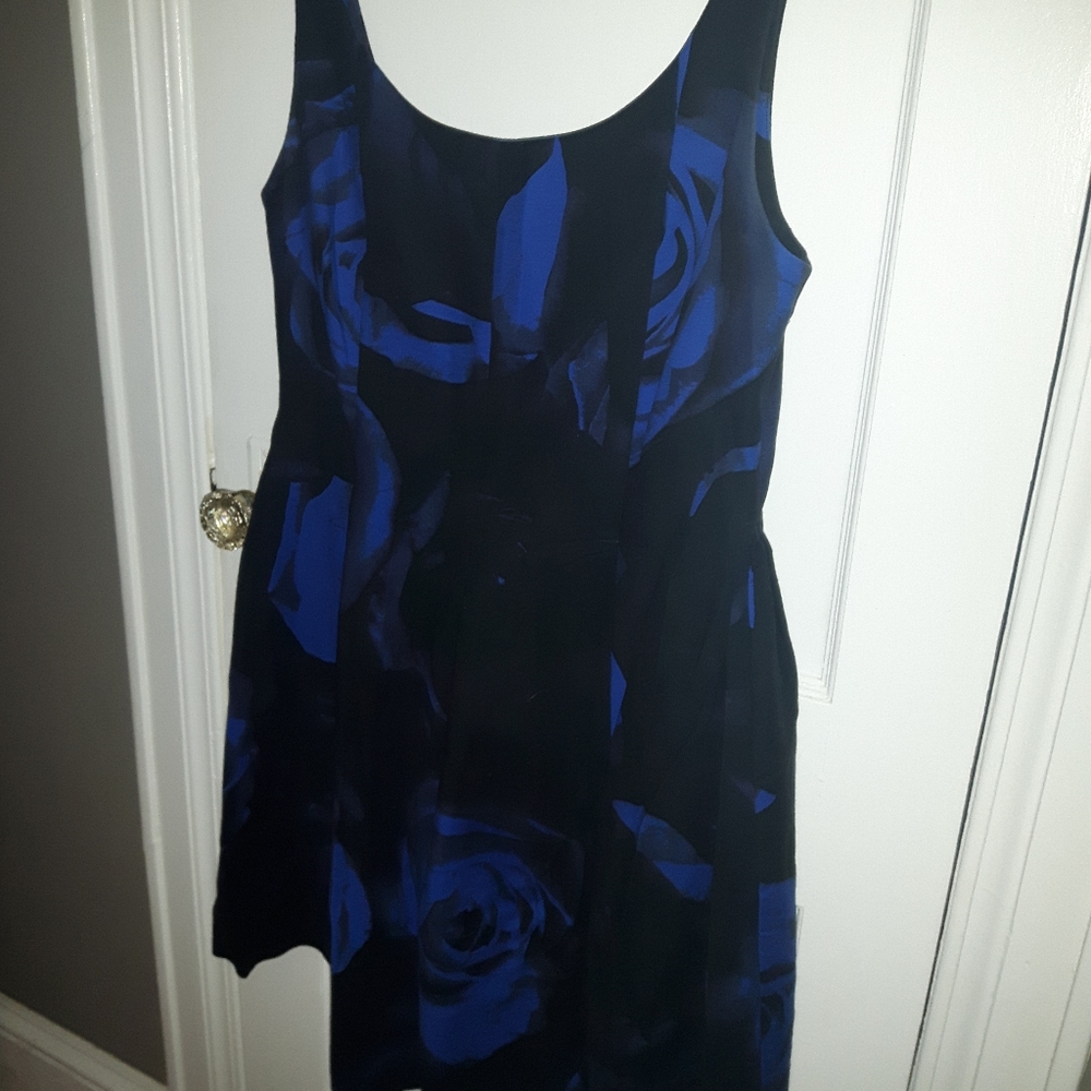 Blue and Black Floral Dress